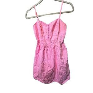 Band of Gypsies Pink Cotton Mini Dress Sleeveless Summer‎ Smocked Women's Size S